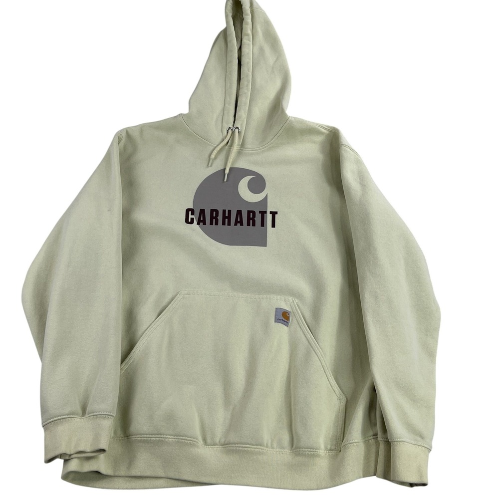 Carhartt Loose Fit Hoodie XL Sage Green Mens Logo Pullover Workwear Sweatshirt